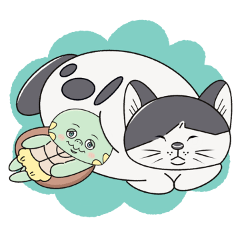 Tsuku the turtle and cat