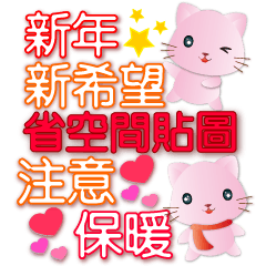 Cute pink cat fun and happy new year