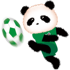 Soccer is good! Fluffy panda, green