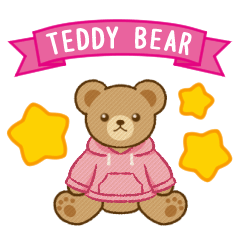 Teddy Bear Stickers[Pink Hoodie Style]