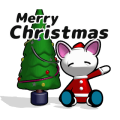 大きな瞳の白い猫 クリスマスver (動く）
