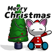 White cat has big eyes X'mas animation