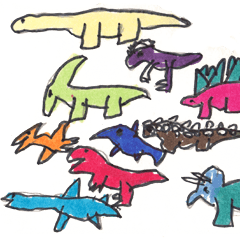 REI dinosaur stamp