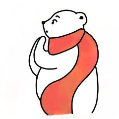 polar bear with red scarf