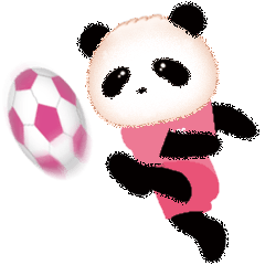 Soccer is good! Fluffy panda, pink
