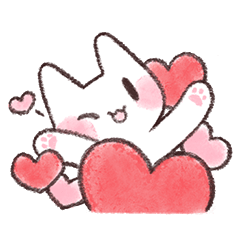 White bubble cat Baiyu - Valentine's Day