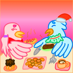 Blue&Pink Birds' Merry Christmas