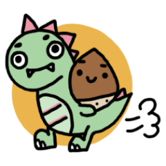 Chestnut Kuri-kun and dinosaur (Mini)