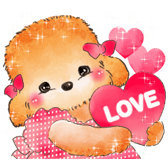Heart stickers of Poodle