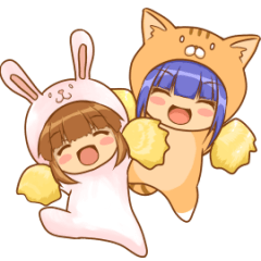 Rabbit and Cat girl's sticker