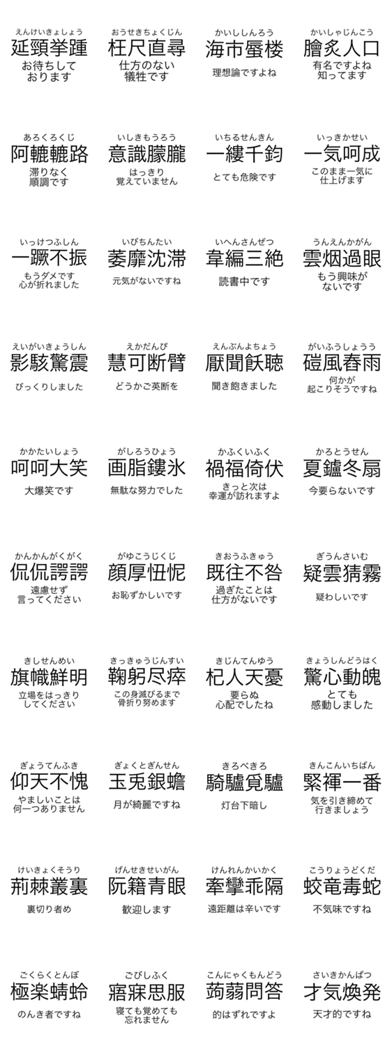 漢検一級スタンプ 四字熟語3 Lineクリエイターズスタンプ Stamplist 漢検一級スタンプ 四字熟語3 Lineクリエイターズスタンプ Stamplist