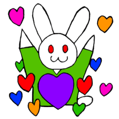 colorful heart and rabbit