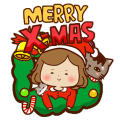棉花糖女孩-聖誕快樂和新年貼圖