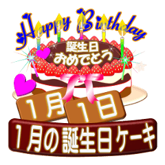 January birthday cake Sticker-003