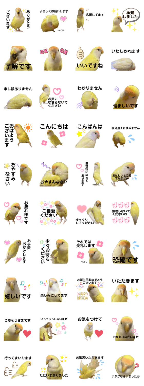 コザクラインコ 黄吉の敬語 Lineクリエイターズスタンプ Stamplist