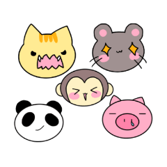 Cute animals face sticker