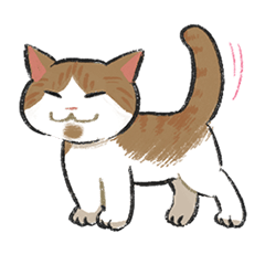 Brown white cat stamp