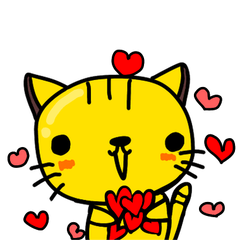 Happy yellow cat stamp!!Japanese ver1