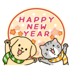 ネコとイヌのお正月 Line スタンプ Line Store