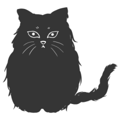 Long haired black cat Sticker