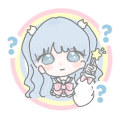 cute girl sticker light blue