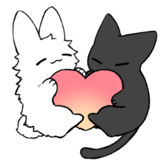 Mofumofu Rabbit and Black Cat