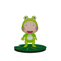 Baby wearing a frog_costume