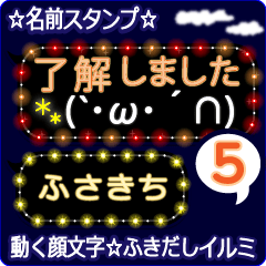 動く顔文字5「ふさきち」のふきだしイルミ