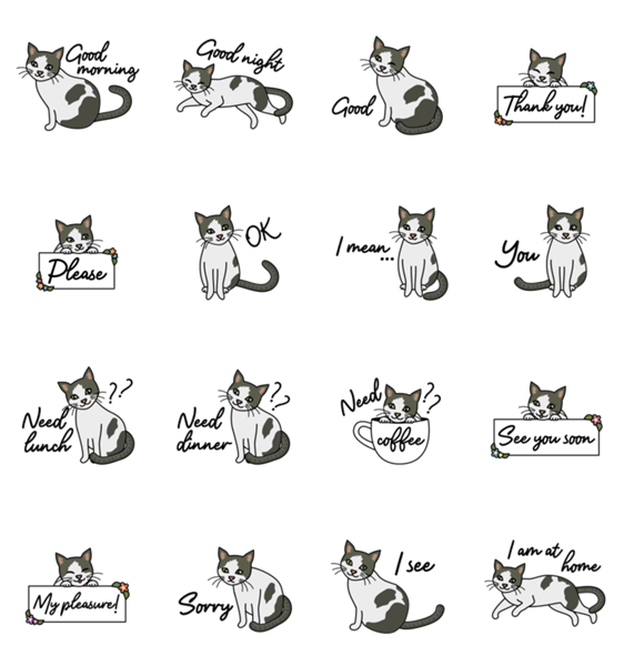 幸せを運ぶ猫 ちび 英語 Lineクリエイターズスタンプ Stamplist 幸せを運ぶ猫 ちび 英語 Lineクリエイターズスタンプ Stamplist