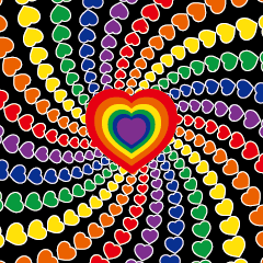 colorful hearts. Animated visual effect.