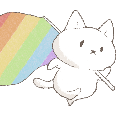 white cat rainbows