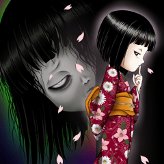 Garota japonesa de quimono de terror　5