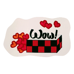 Checkered box full of hearts