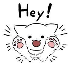 Long hair white cat sticker 2 (English)