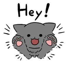 Long hair gray cat sticker 2 (English)