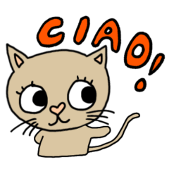 Heart nose cat with simple Italian words