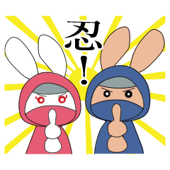 Rabbit stickers dressed as ninjas