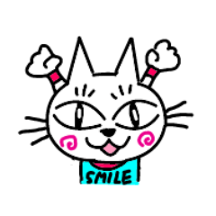 white cat smile