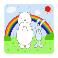 Polar bear & blue rabbit