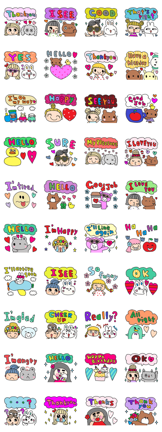 かわいい英語スタンプ367修正版 Lineクリエイターズスタンプ Stamplist