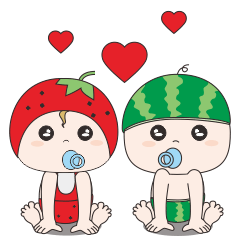 Small strawberries and small watermelons