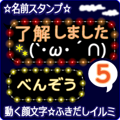 動く顔文字5「べんぞう」のふきだしイルミ