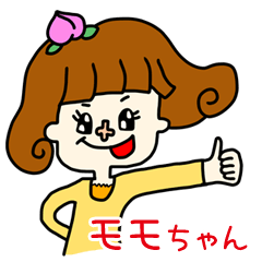 Cute Momo-chan girl stamp