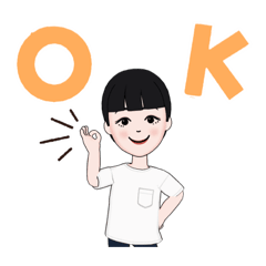 Asian cute girl . Black hair