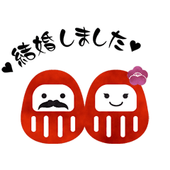 Daruma couple's sticker Japanese anime