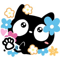 Black Cat and Flower (Emotion version)