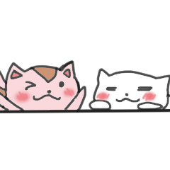 White cat and pink squirrel