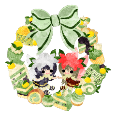 Sticker of Matcha sweets and fairies