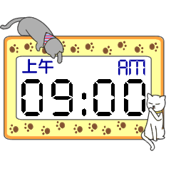 電子時計：猫