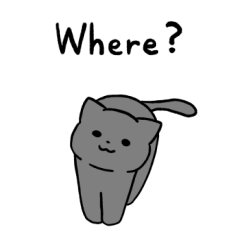 Gray cat sticker 3 (English)